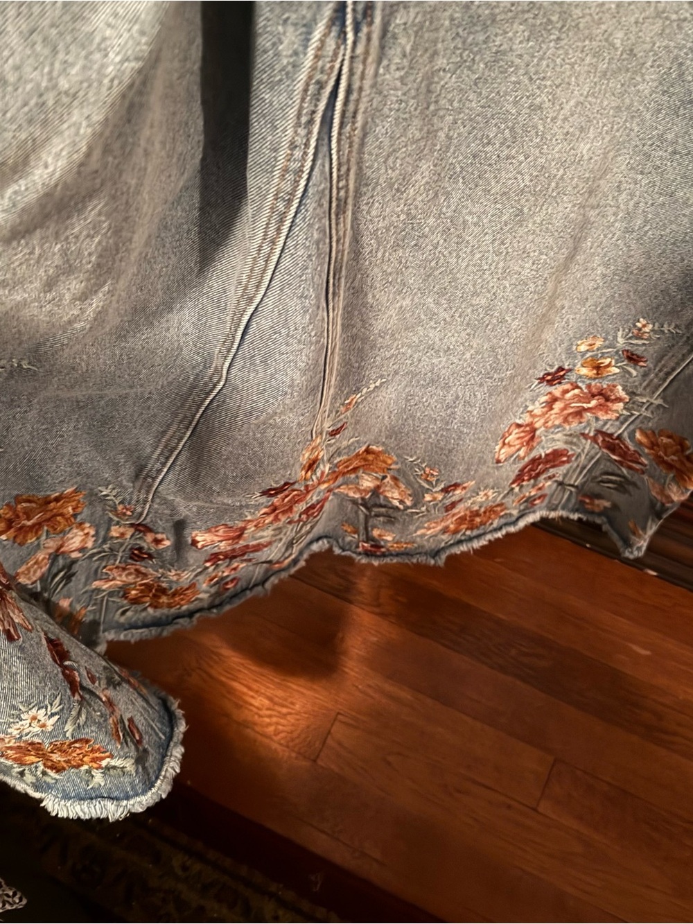 Driftwood x Free People Denim Floral Embroidered Maxi Shirtall Dress - Picture 4 of 6